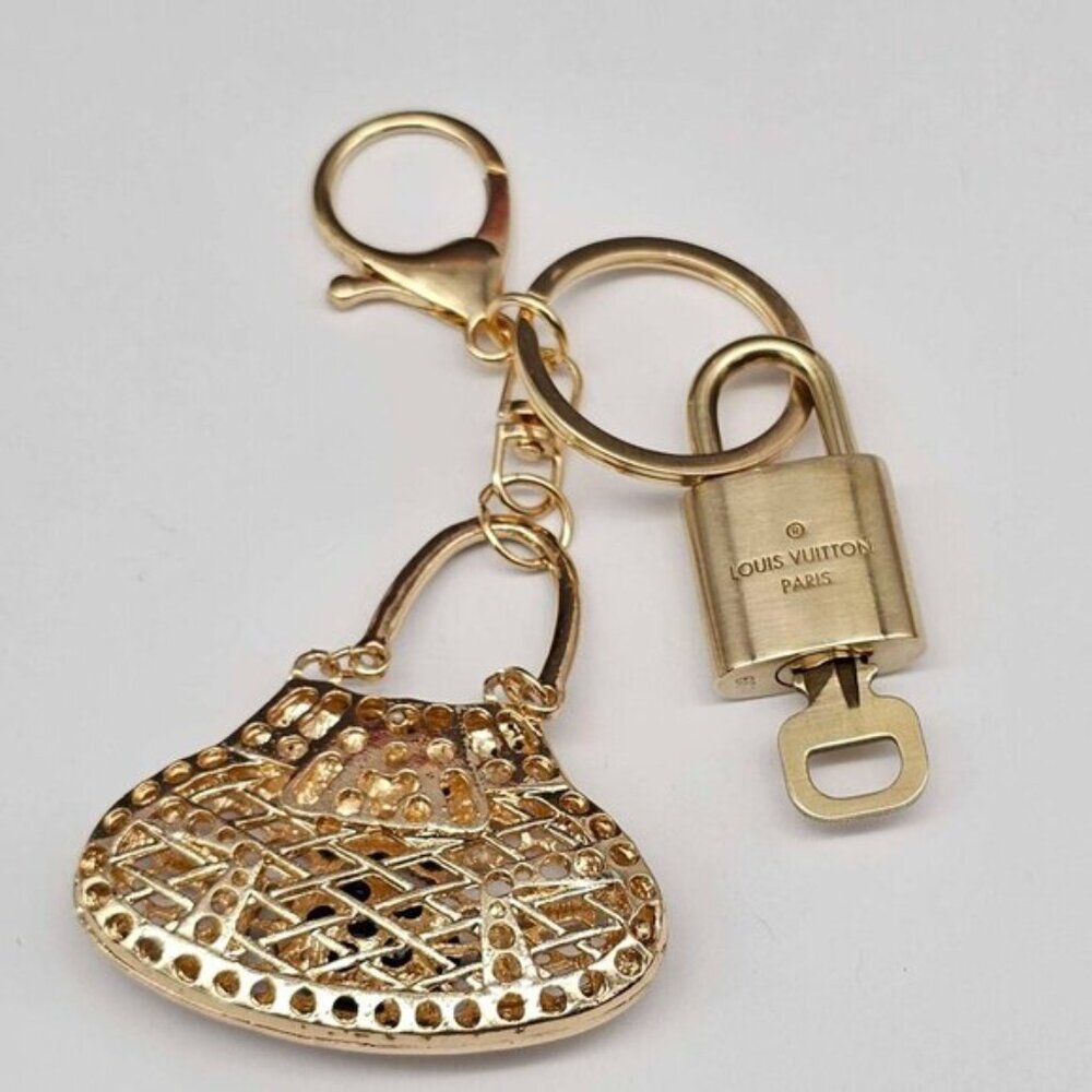 Authentic Louis Vuitton Padlock & Key Gold ✨Unbranded Bag Charm Keychain - Picture 5 of 7